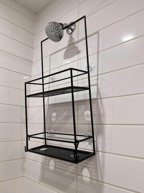 Umbra Cubiko Two Shelf Shower Caddy, Black, Size: 12.25 x 4.25 x 24