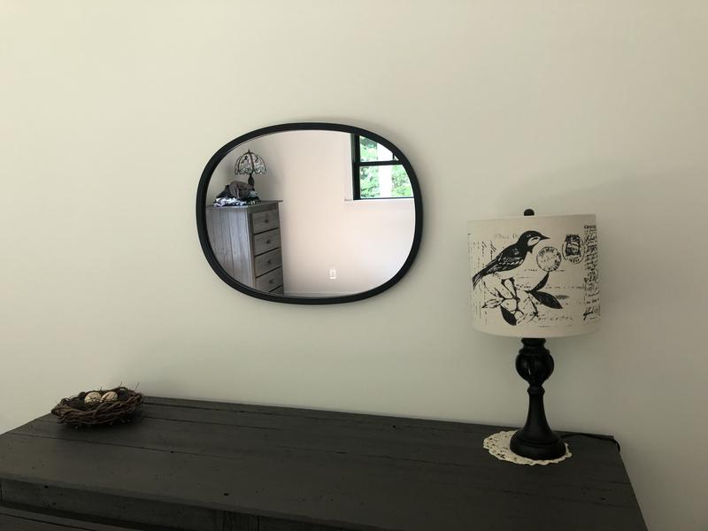 Umbra Hub 18-in W x 24-in H Oval Black Framed Wall Mirror in the