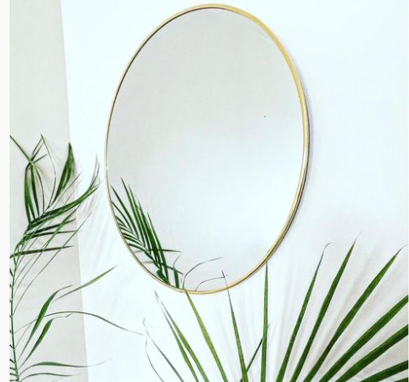 Umbra® Hubba 34-Inch Round Wall Mirror in Brass | buybuy BABY