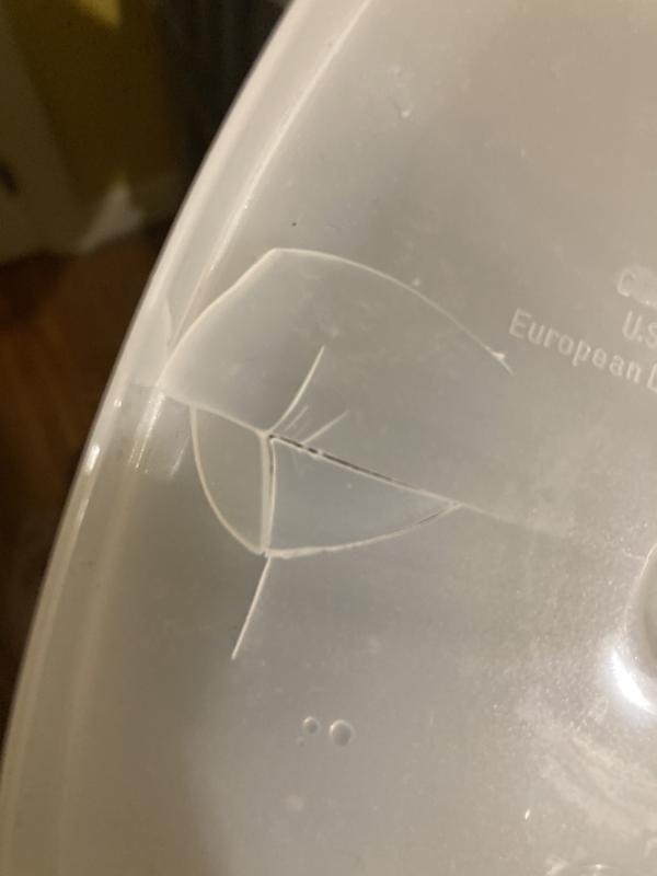 Broken bottom of can; we just bought it.