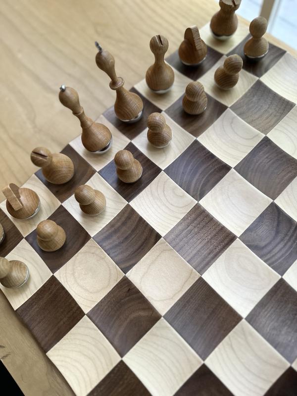 Unique Chess Set With Push to Open Drawer Made From Walnut 