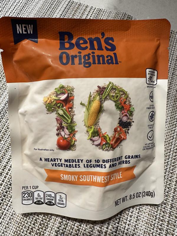 BEN'S ORIGINAL 10 MEDLEY Smoky Southwest, Hearty Medley of Grains,  Vegetables, Legumes and Herbs, Side Dish, 8.5 OZ Pouch (Pack of 6)