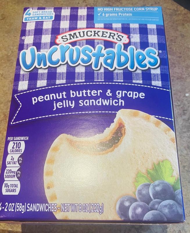 Smucker's Uncrustables Peanut Butter & Grape Jelly Sandwich, 4-Count Pack