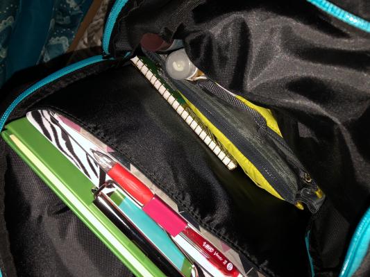My big stuff and iPad plus all the stuff zipped & secured in small bag