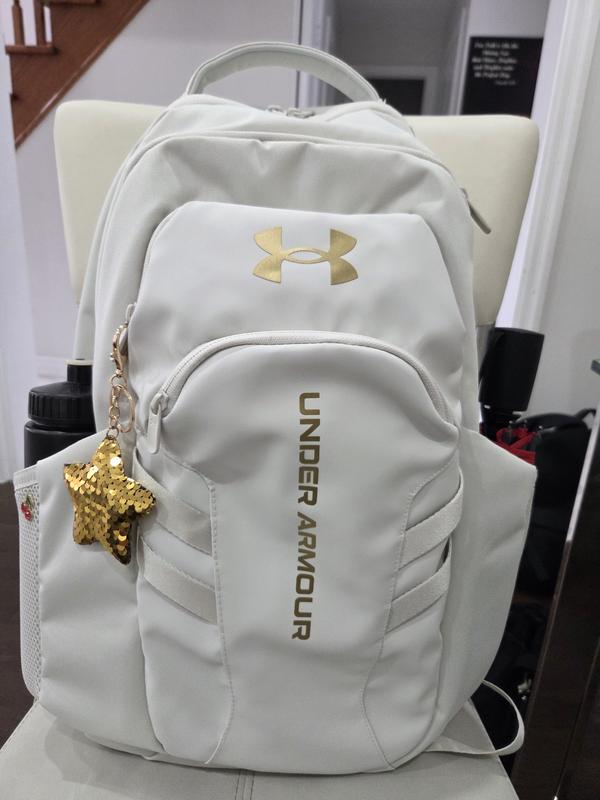 Under Armour White Backpack with Gold Logo Accent Under Armour Hustle 6.0 Pro Backpack - Summit White/Metallic  main image 2