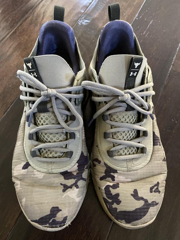 Size 9 Men's Under Armour Project Rock 5 Training Shoes 3025556-301 Green  Camo