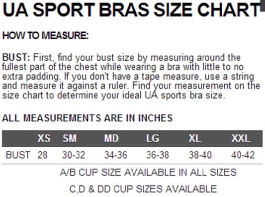 under armour sports bra size guide