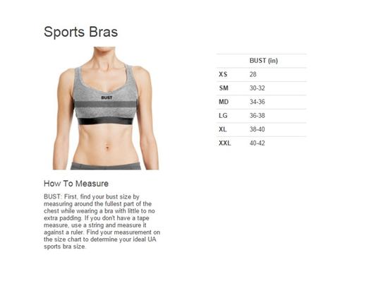 under armour sports bra size chart