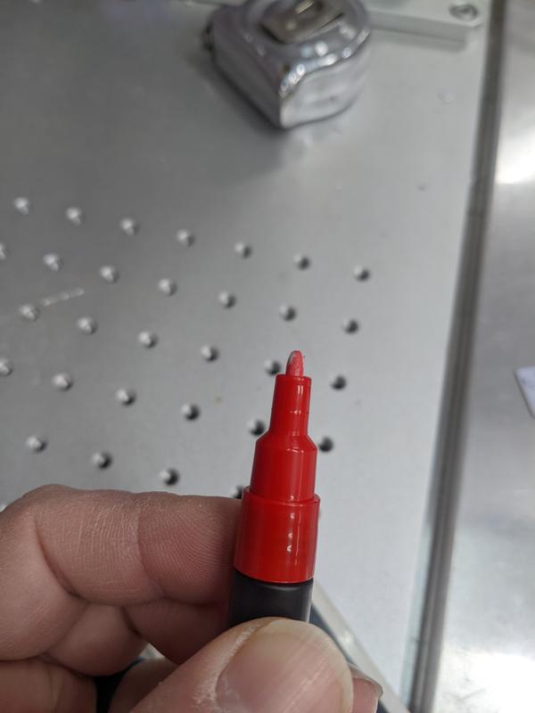 Pen Tip After You Press Down and the Paint Starts to Flow