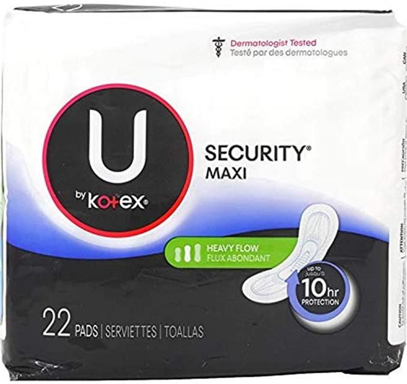 HSA Eligible | U by Kotex Security Maxi Pad with Wings, Overnight,  Unscented, 14 Count