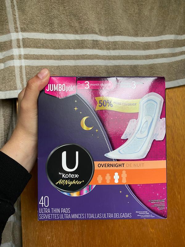 King Soopers U By Kotex Allnighter Ultra Thin Overnight Unscented Pads With Wings 14 Ct