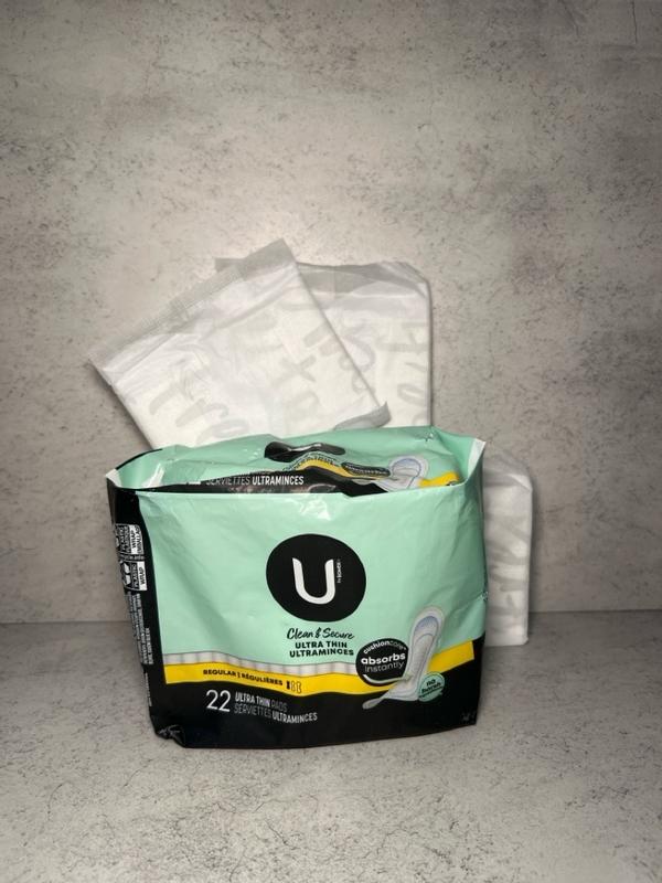 U by Kotex Clean & Secure Ultra Thin Pads, Regular Absorbency, 44 Count