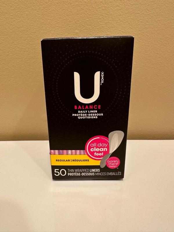 U by Kotex Balance Daily Wrapped Thong Panty Liners, Light, Regular, 50 Ct