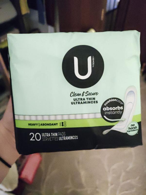 U by Kotex Clean & Secure Ultra Thin Pads, Heavy Absorbency, Long