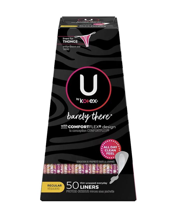 U by Kotex Balance Daily Wrapped Thong Panty Liners, Light Absorbency,  Regular Length, 50 Count 50 ct