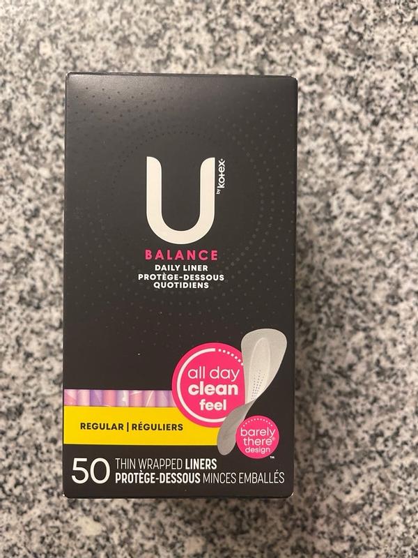 U by Kotex Balance Daily Wrapped Thong Panty Liners, Light, Regular, 50 Ct