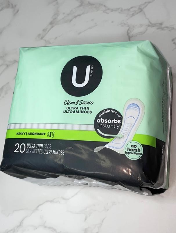 U by Kotex Clean & Secure Ultra Thin Pads, Heavy Absorbency, 56 Count