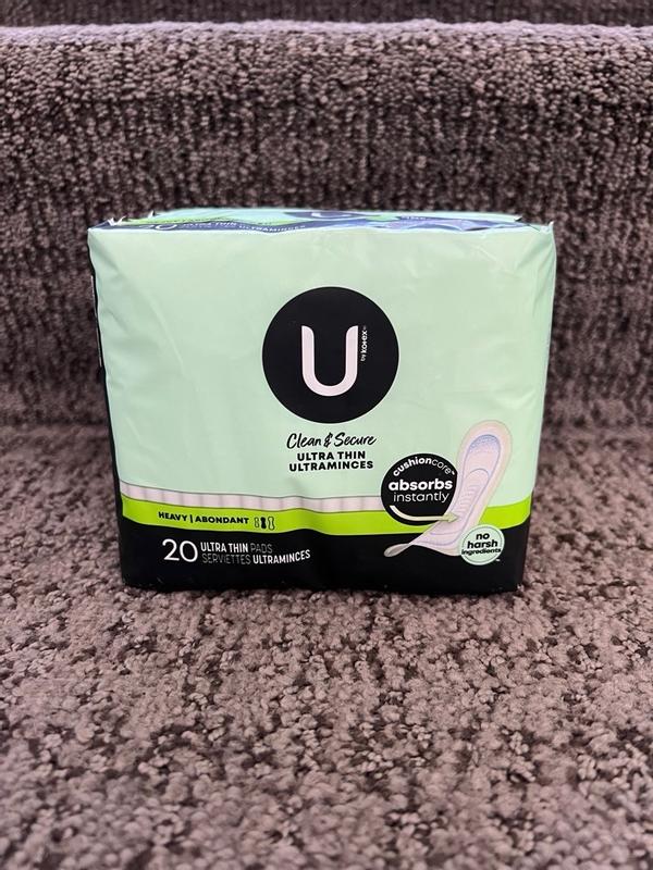 U by Kotex Clean & Secure Ultra Thin Pads, Heavy Absorbency, Long