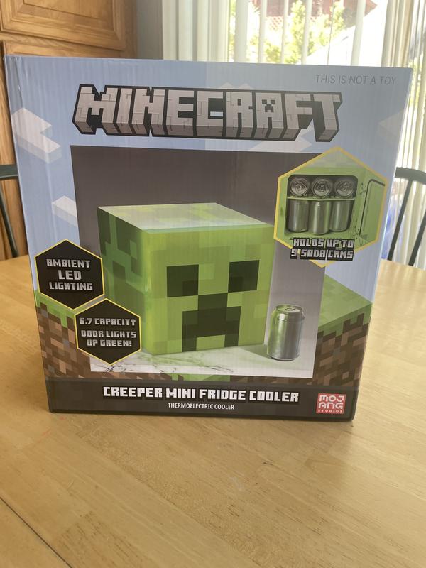 Minecraft Green Creeper 9 Can Mini Fridge 6.7L 1 Door Ambient Lighting 10.4  in H 10 in W 10 in D 