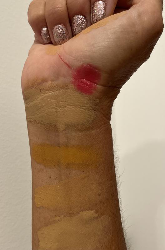 The pink dot is my old under eye color (first pic) and the others are suggested. None are even close! The second pic is my base make up and the bc pink dot is my old.  The last one came close but had too much yellow. Again none matched my original color.