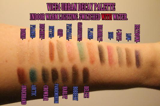 Swatches in warm light with water