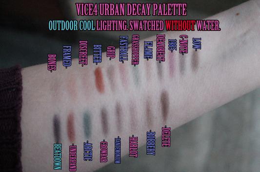 Swatches in cool light no water