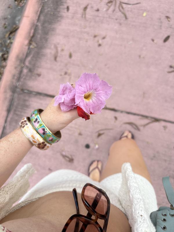 Floral Enamel Bangle Bracelet