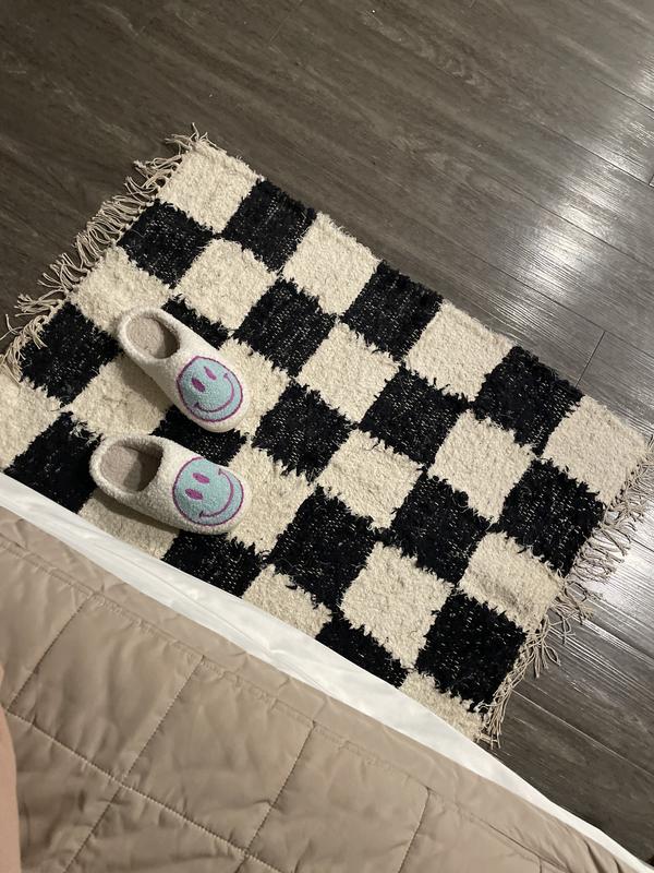 Checkerboard Woven Shag Rag Rug | Urban Outfitters