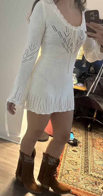shaia pointelle knit mini dress Edikted Shaia Pointelle Knit Mini Dress