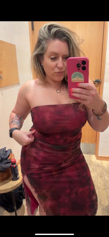 UO Samara Mesh Strapless Midi Dress