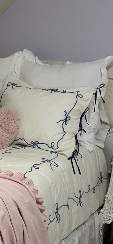 Lacey Bows Femme Embroidered Sham Set