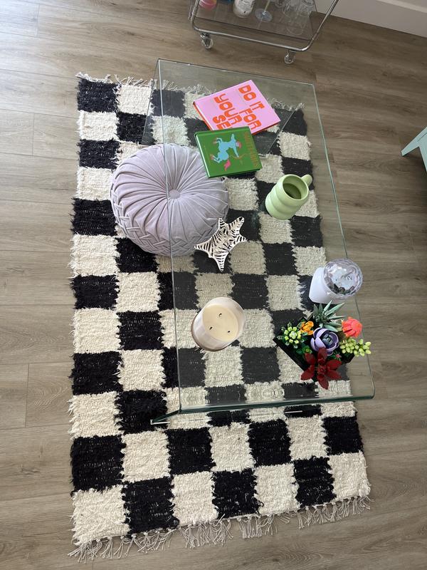 Checkerboard Woven Shag Rag Rug | Urban Outfitters