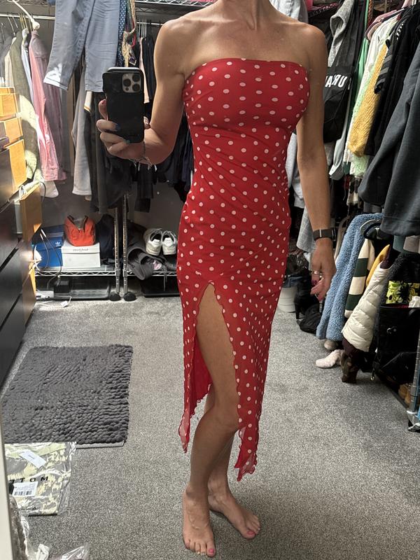 uo marisol red mesh bandeau midi dress UO Marisol Pink Mesh Bandeau Midi Dress, #meshdress
