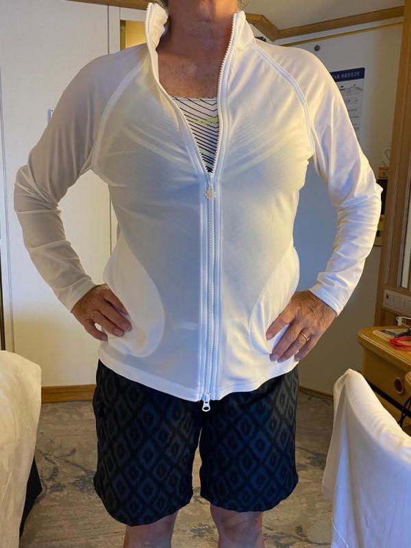 Customer photo for "WOMENS CLASSIC WATER JACKET (White)"