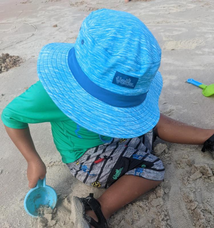 Customer photo for "Perfect toddler hat with strap"