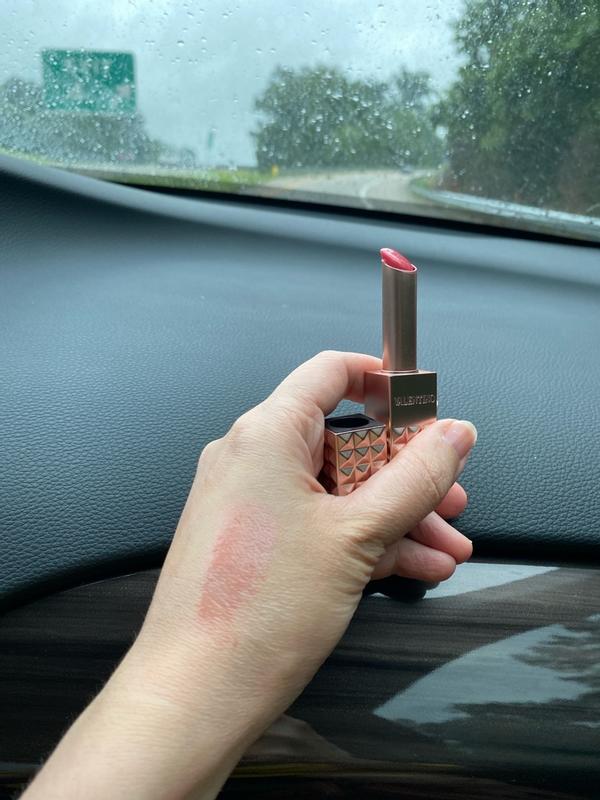 Customer photo for "Lovely shine, moisturizing, smooth texture, and a flattering tint. A little pricey but totally worth it!"