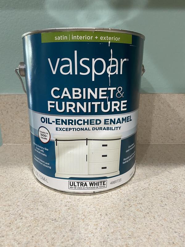 Valspar cabinet and furniture shop oil enriched enamel