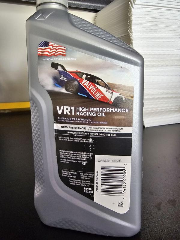 VR1 Racing High Performance High Zinc Motor Oil - Valvoline
