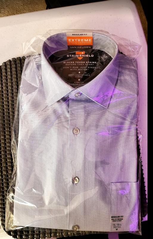 Stain Shield Grid Button Up Long Sleeve Shirt