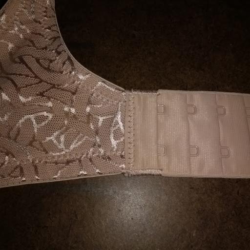 This bra has a secure two hook back closure.
