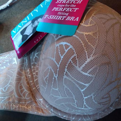 Detail of the breathable, patterned bra fabric.