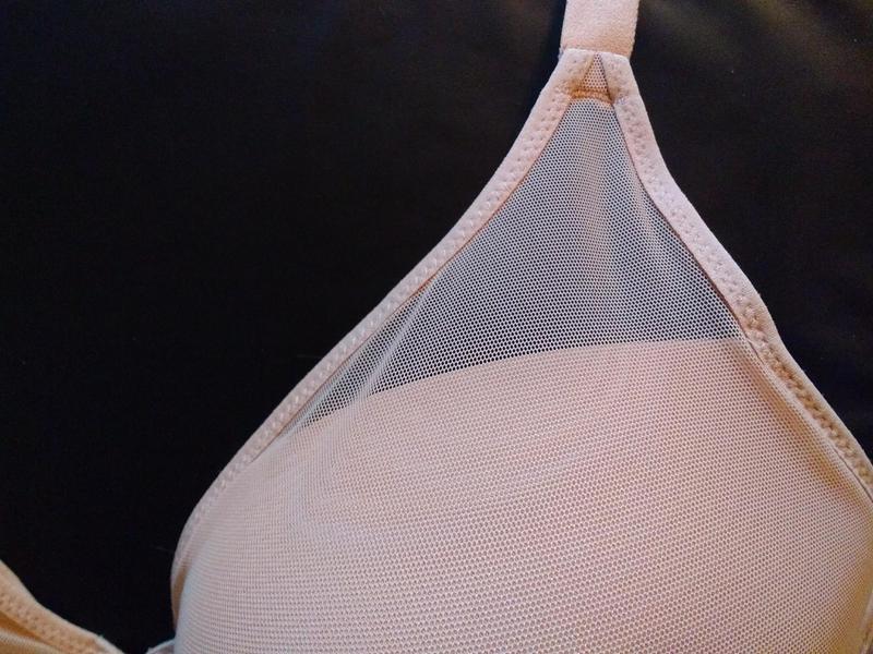 Detail of the mesh overlay on the bra cups.
