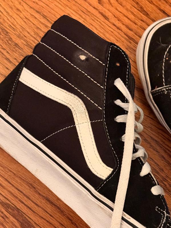 Customer photo for "skated in these 1 time and got a hole from one fall"
