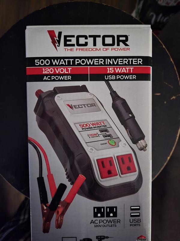 cigarette lighter power inverter autozone Vector 500 Watt Power Inverter with Pivoting AC Outlets and Dual 3.1 Amp  USB Reviews