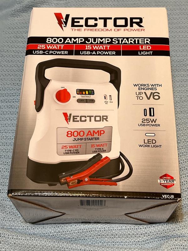 VECTOR 800 -Amp 12 -Volt Portable Car Battery Jump Starter in the