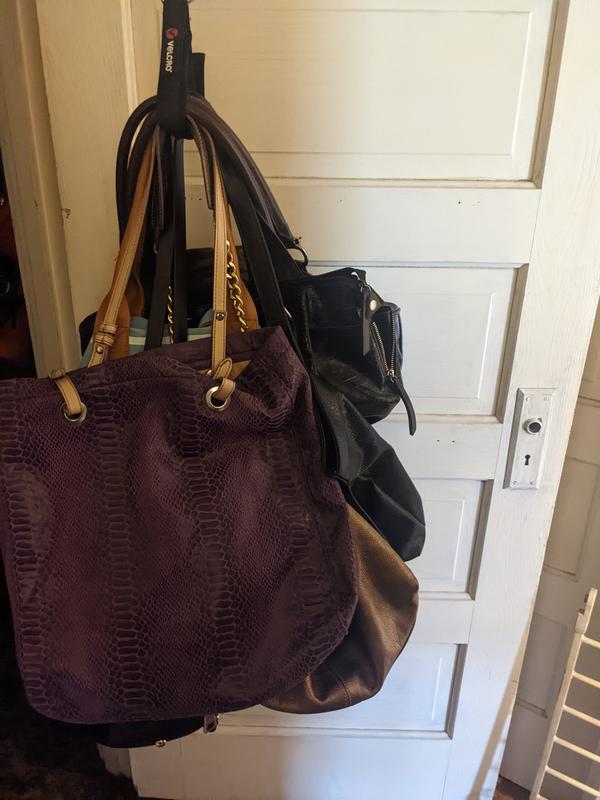The medium hook, holding up my purses.