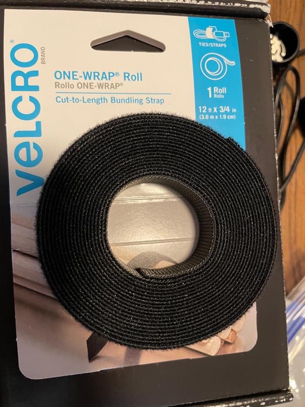 Velcro Brand One-Wrap Roll Bundling Strap, Black, 12 ft x 3/4 in