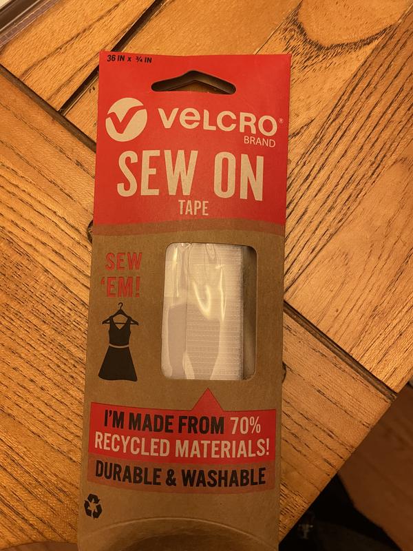 VELCRO Brand ECO Collection Sew On Tape 36in x 3/4in, Sustainable 70%  Recycled Materials, Durable and Washable, White