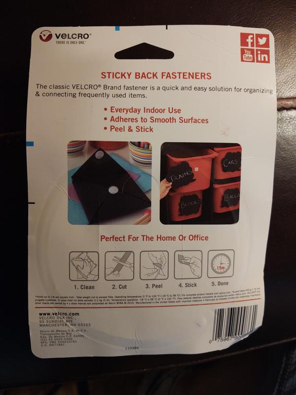 Velcro Brand Sticky-Back Fasteners with Dispenser, Removable Adhesive, 0.75 x 5 ft, Black (VEK90086)