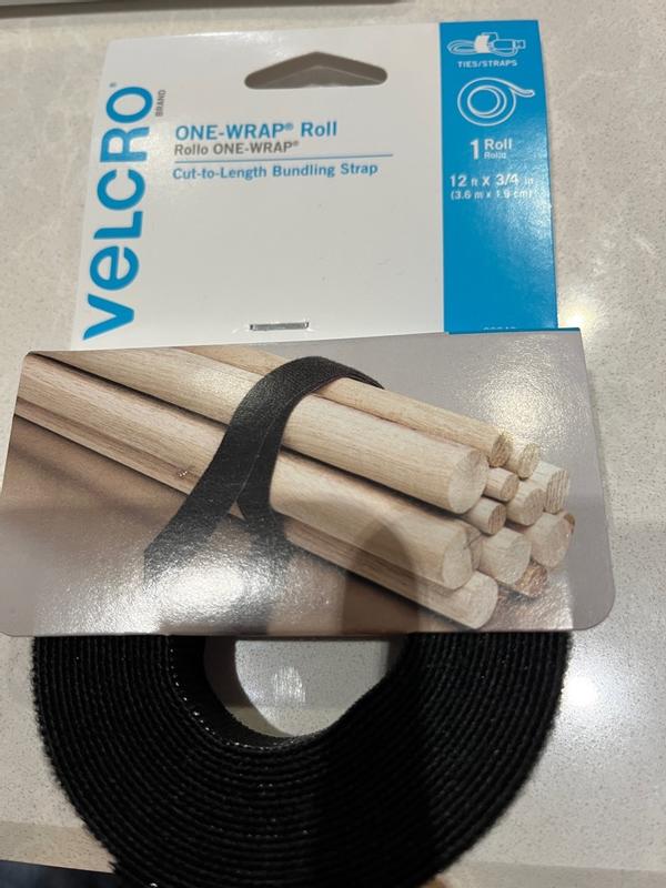 Velcro 1Wrap Roll, Double-Sided Hook and Loop Tape 12' x 3/4 Roll